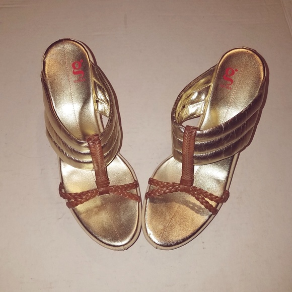 Cole Haan Shoes - Cole Haan Nike Air Gseries Tstrap Gold Wedge Sz8.5